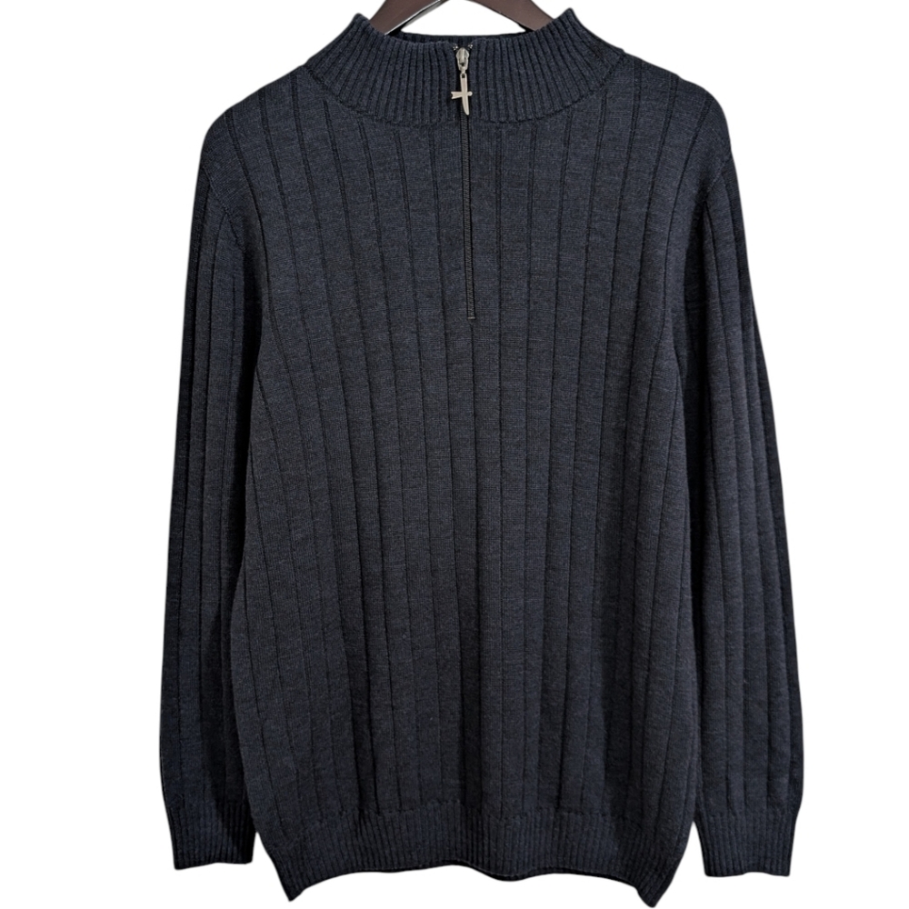 Untouched World Finn Merino Zip Sweater Dark Navy - Size M - Made in New Zealand